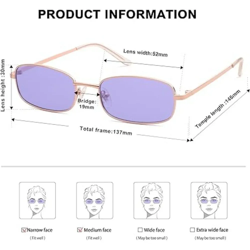 Trendy Small Y2K Rectangle Sunglasses for Women and Men Retro SJ1187